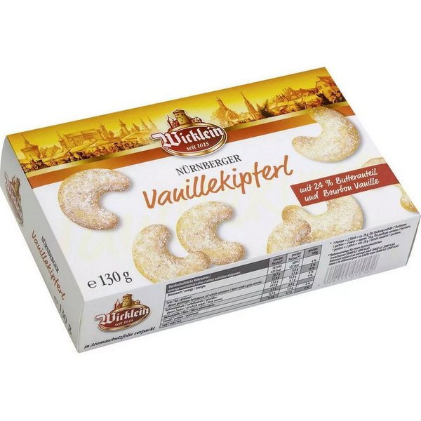 Wicklein Süßigkeit, Wicklein feinste Nürnberger Vanillekipferl mit Puderzucker 130g
