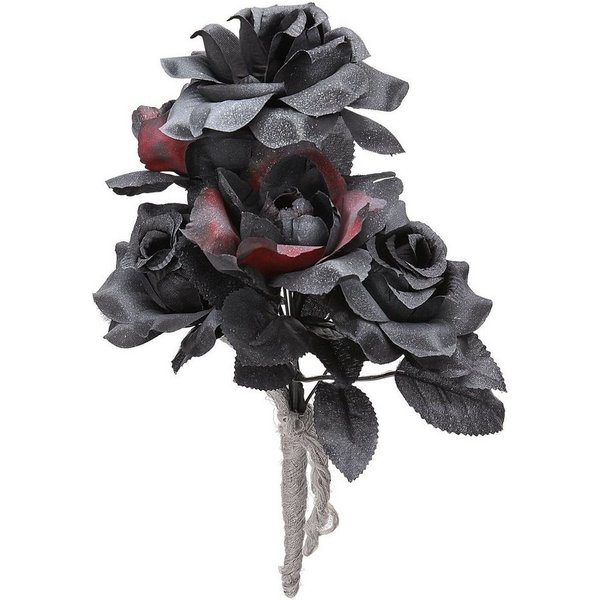 Widmann S.r.l. Dekoobjekt Halloween Brautstrauß 'Rosen', Schwarz Rot