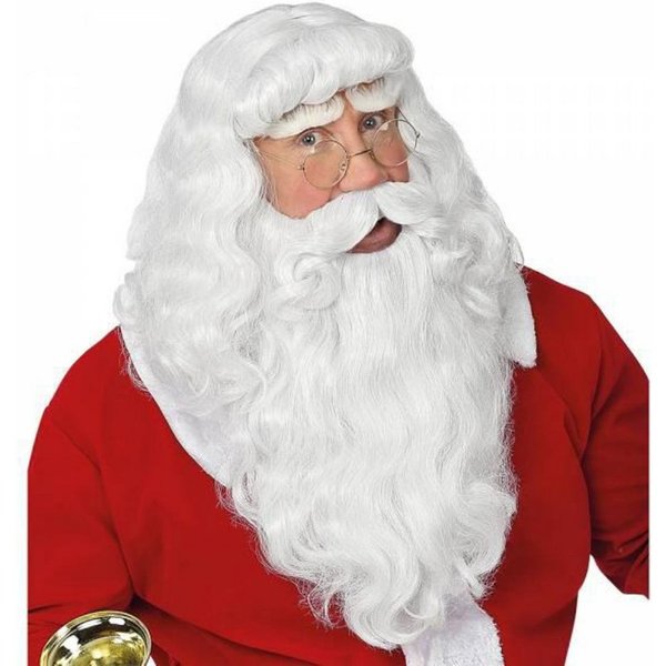 Widmann S.r.l. Kostüm-Perücke Weihnachtsmann Deluxe mit Bart Schnurrbart, Kostüm Accessoires Weihnachtsmannkostüm