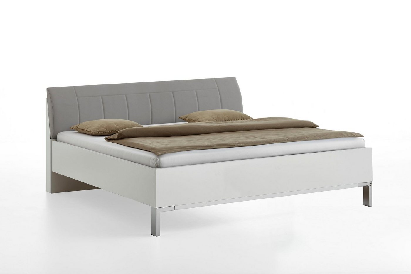 WIEMANN Bett Shanghai, mit geschmackvollem Polsterkopfteil, Made in Germany, in verschiedenen Breiten, Füße chromfarben – Bild 2 von 5
