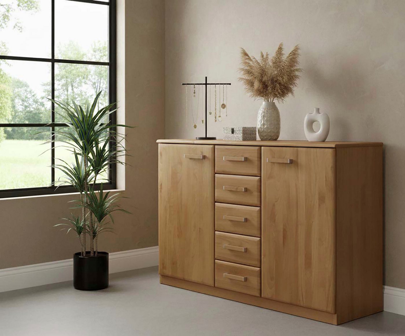 WIEMANN Kombikommode Lausanne, Drehtürenschrank, Schrank, Wäscheschrank, Erle teilmassiv (2 Breiten, 2 Höhen 216/236 cm auswählbar, MADE IN GERMANY), Made in Ge – Bild 2 von 5