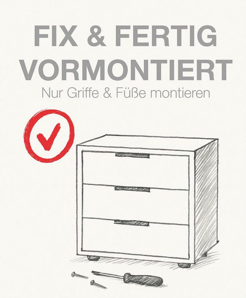 WIEMANN Kombikommode Lausanne, Drehtürenschrank, Schrank, Wäscheschrank, Erle teilmassiv (2 Breiten, 2 Höhen 216/236 cm auswählbar, MADE IN GERMANY), Made in Ge – Bild 5 von 5