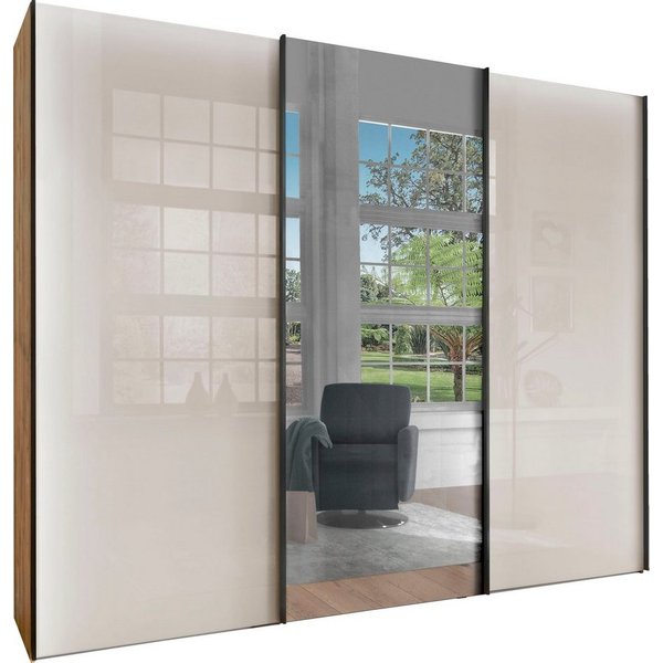 WIEMANN Schwebetürenschrank Monaco, Kleiderschrank, Schrank, Wäscheschrank, mit Schiebetüren (2 Breiten, 2 Höhen 216/236 cm auswählbar, MADE IN GERMANY) hochwer