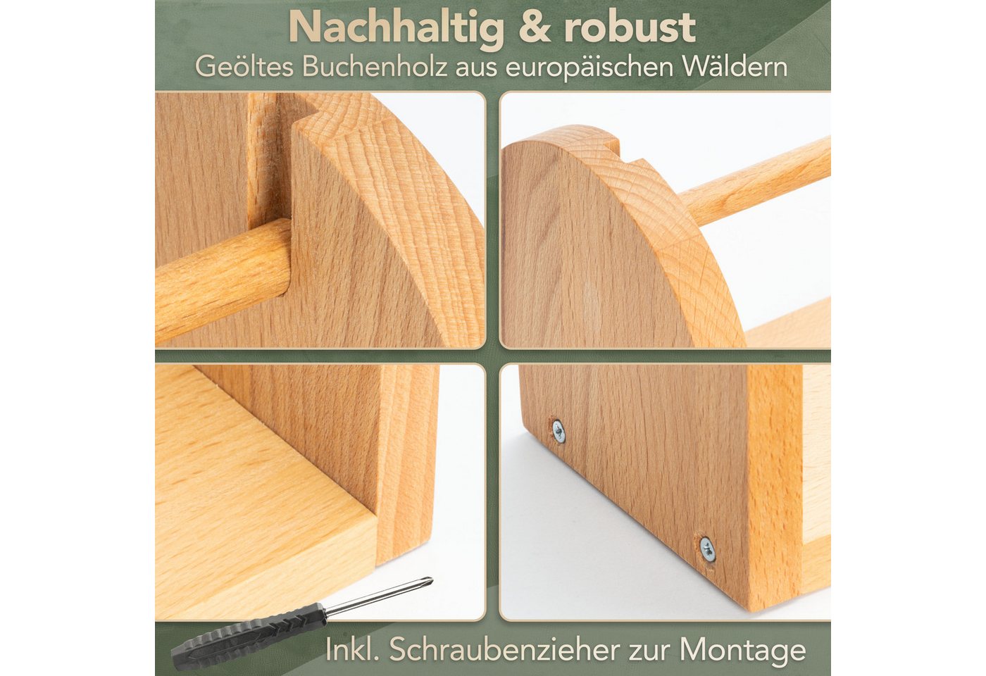 WIESEN.design Nähkästchen Geschenkband Halter, Wollabwickler, Garnrollenhalter, Wollknäulhalter (Nähgarne, Stickgarne oder Garnrollen ordentlich aufbewahren, Sp – Bild 2 von 5