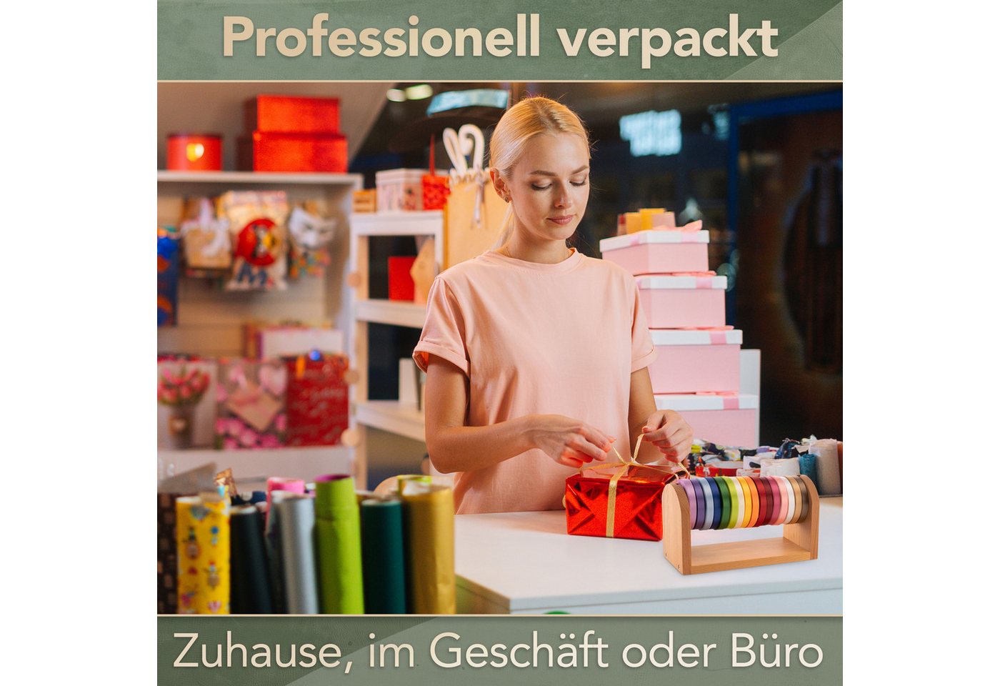 WIESEN.design Nähkästchen Geschenkband Halter, Wollabwickler, Garnrollenhalter, Wollknäulhalter (Nähgarne, Stickgarne oder Garnrollen ordentlich aufbewahren, Sp – Bild 5 von 5