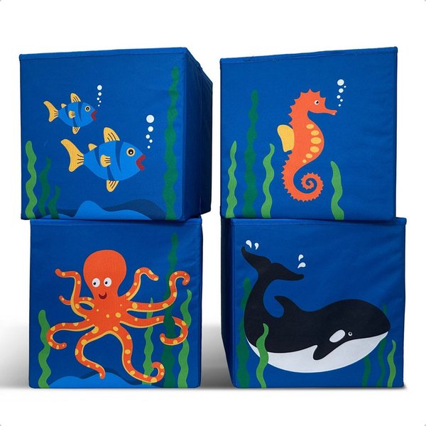 WIESEN.design Spielzeugtruhe 4er-Set, Spielzeugkiste, Aufbewahrungsbox Kinderzimmer (Spielzeugbox mit Deckel, Sitzbank Kinder, Spielzeugkiste Kinderzimmer, Spie