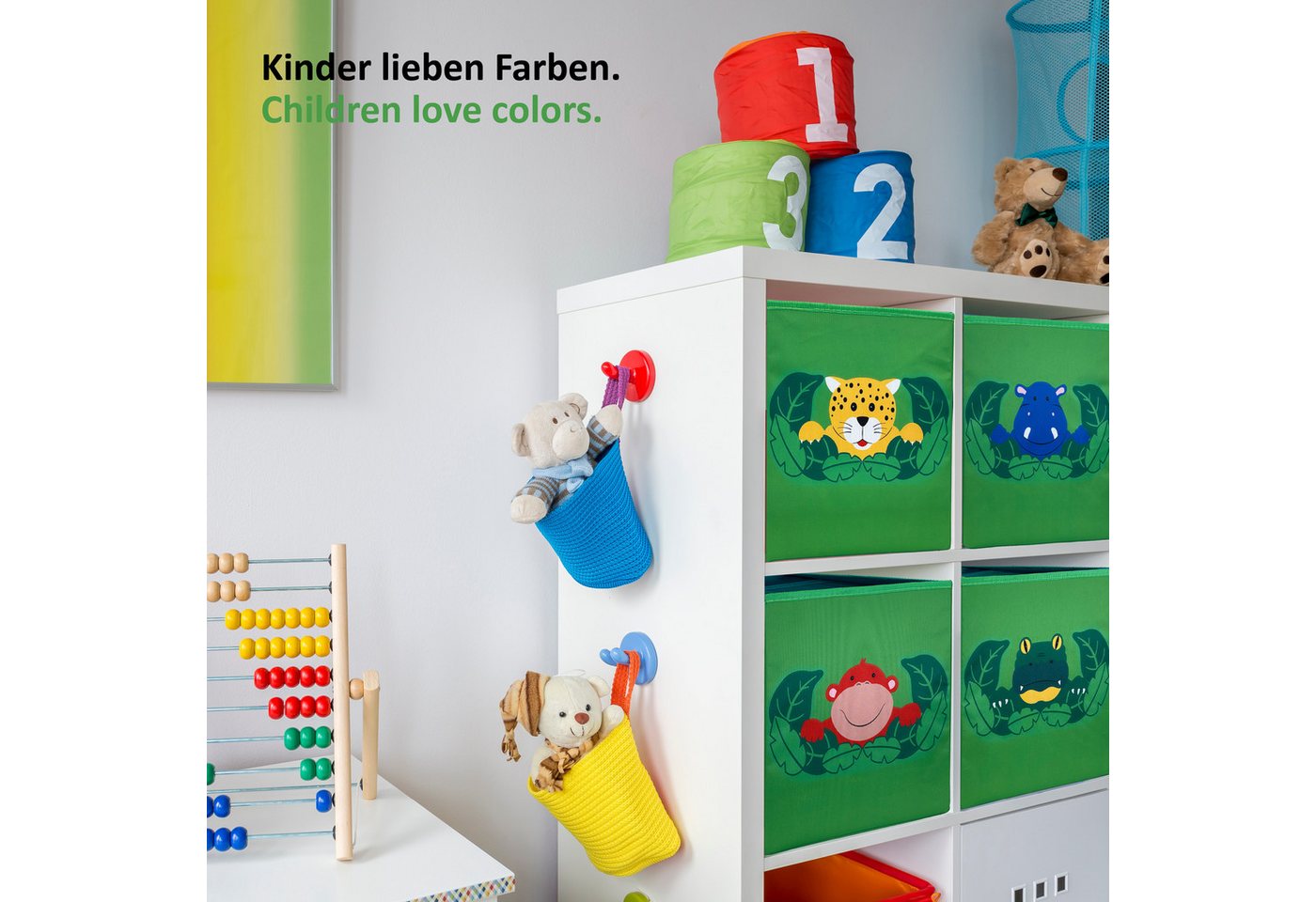 WIESEN.design Spielzeugtruhe 4er-Set, Spielzeugkiste, Aufbewahrungsbox Kinderzimmer (Spielzeugbox mit Deckel, Sitzbank Kinder, Spielzeugkiste Kinderzimmer, Spie – Bild 2 von 5