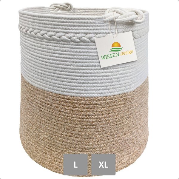 WIESEN.design Wäschekorb KNUT, Wäschekorb geflochten aus Baumwolle, faltbarer Wäschekorb, (Wäschetonne, Wäschetruhe, laundry basket, Wäschesammler, Aufbewahrung