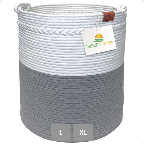 WIESEN.design Wäschekorb KNUT, Wäschekorb geflochten aus Baumwolle, faltbarer Wäschekorb, (Wäschetonne, Wäschetruhe, laundry basket, Wäschesammler, Aufbewahrung
