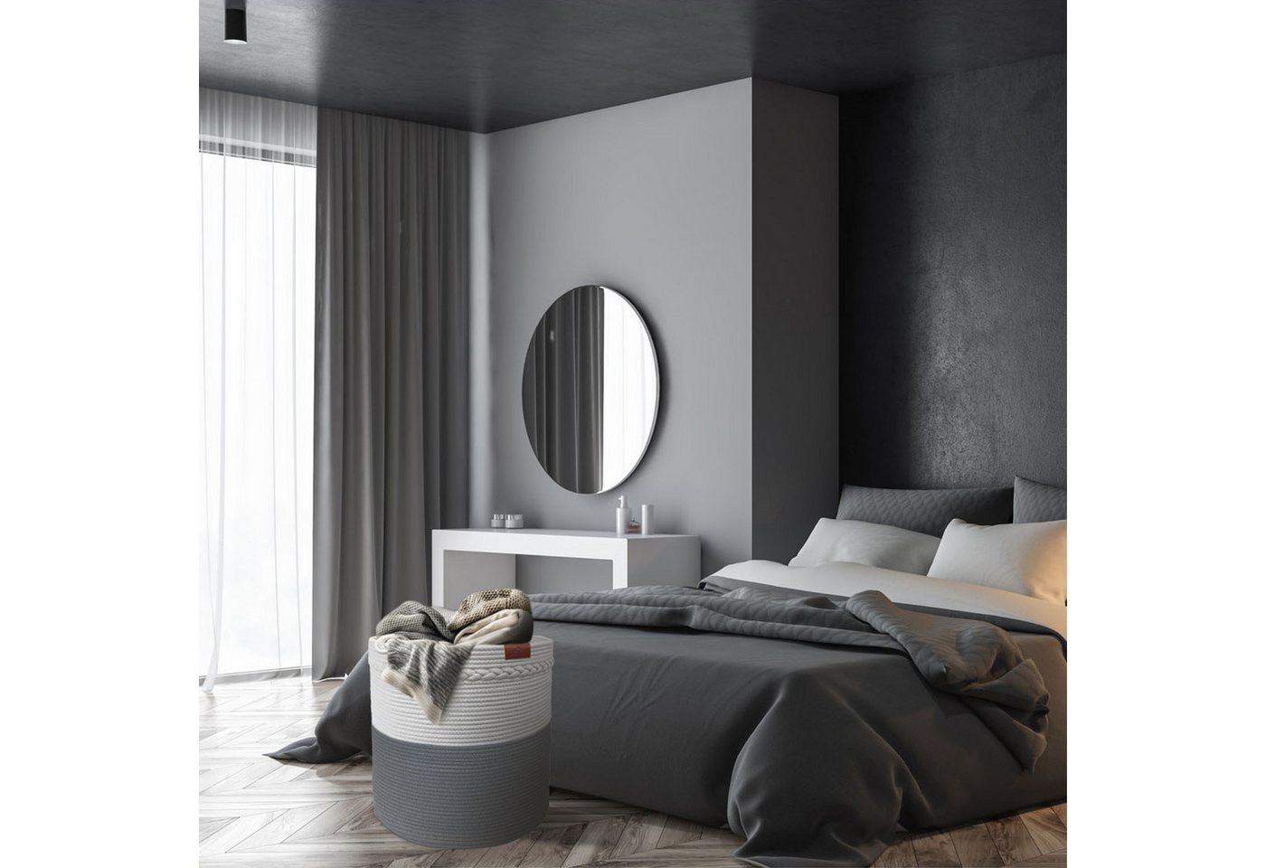 WIESEN.design Wäschekorb KNUT, Wäschekorb geflochten aus Baumwolle, faltbarer Wäschekorb, (Wäschetonne, Wäschetruhe, laundry basket, Wäschesammler, Aufbewahrung – Bild 2 von 5