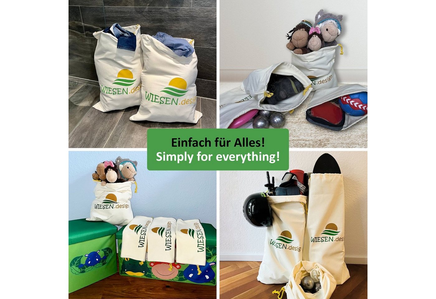 WIESEN.design Wäschesack Set, Baumwollbeutel mit Kordelzug, verstärkte Nähte, außergewöhnliche Grammatur von 280g/m² - EINZIGARTIG, gratis Versand – Bild 5 von 5