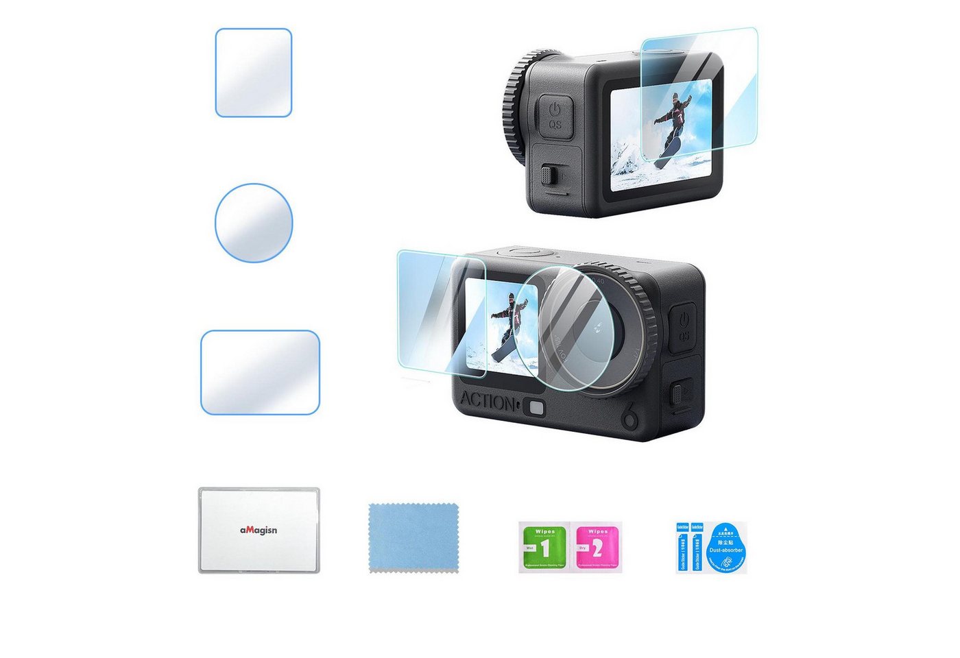 Wigento Displayschutzglas 9H Schutzglas Screen Protector für DJI Osmo Action 6 Robust Zubehör für DJI Osmo Action 6, Kratzhemmend, Mit 9H Härtegrad – Bild 2 von 5