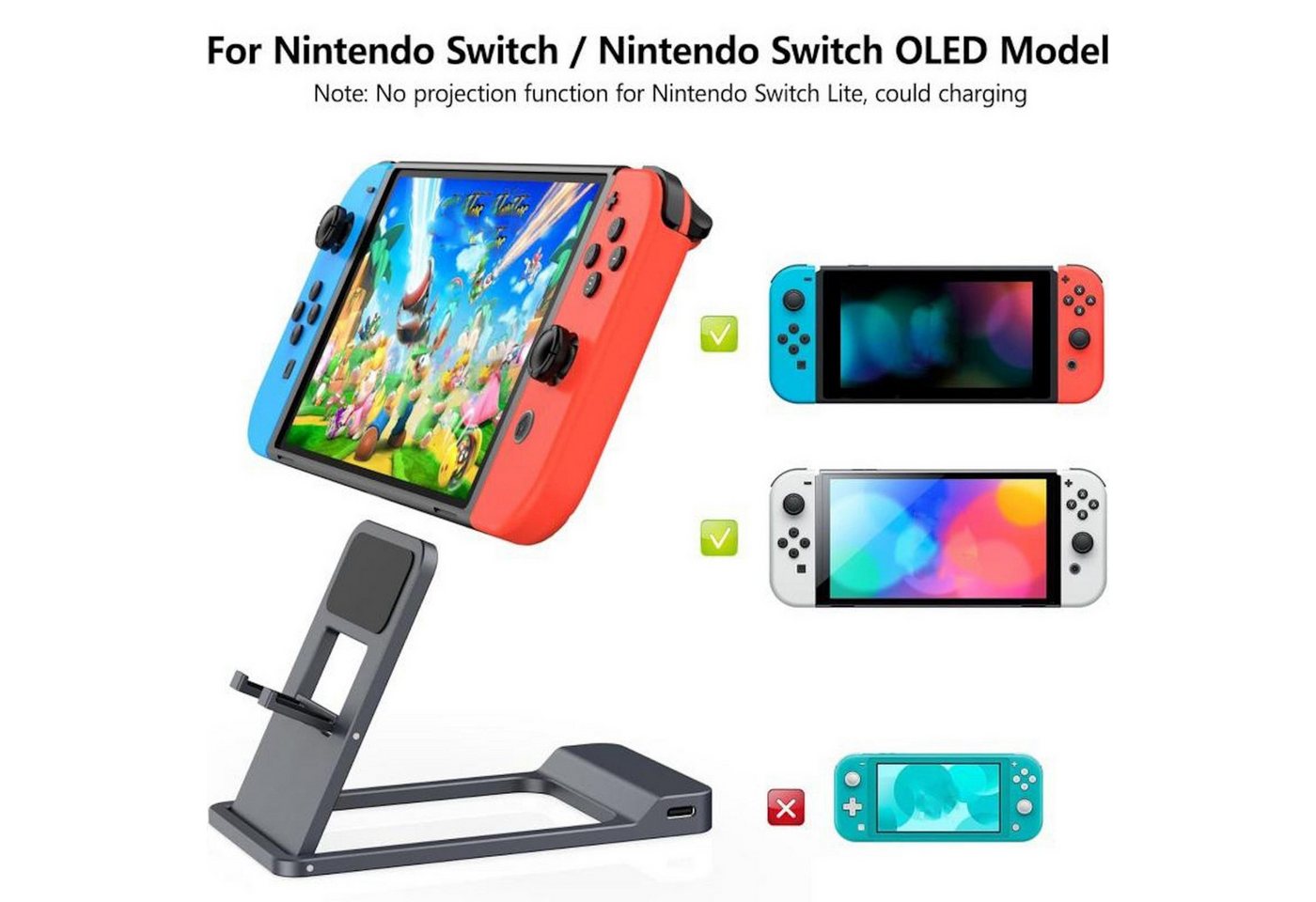 Wigento Für Nintendo Switch Switch 2 Switch OLED 3-in-1 Ladestation Stromadapter – Bild 4 von 5