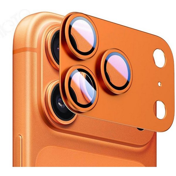 Wigento Handyhülle Für Apple iPhone 17 Pro Kamera Full Schutzring Aluminium Orange, Aluminiumlegierung, hohe Lichtdurchlässigkeit, Anti-Fingerprint