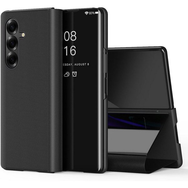 Wigento Handyhülle Klapphülle Spiegel-Design Samsung Galaxy Z Fold8 Ultra 5G Schwarz 8,00 Zoll und 6,50 Zoll, Mirror Spiegel-Design, Standfunktion