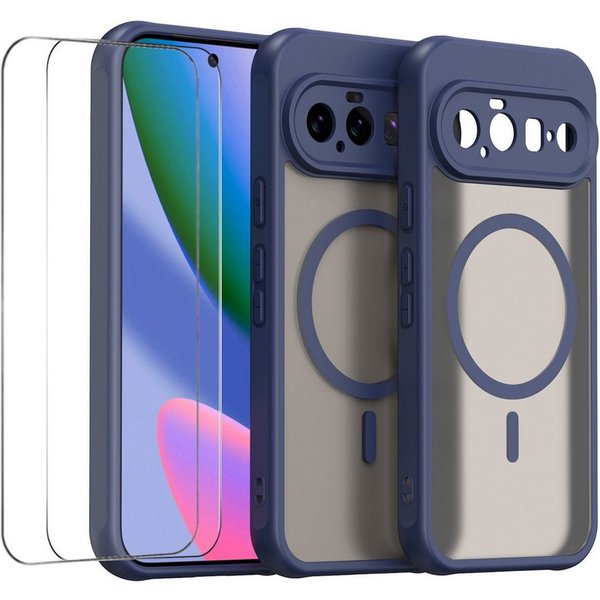 Wigento Handyhülle MagSafe + 2x Schutzglas für Google Pixel 11 Pro XL Kameraschutz Matt 6,8 Zoll, Magnetisch, 2x 9H Schutzglas, Durchsichtig, Stoßfest