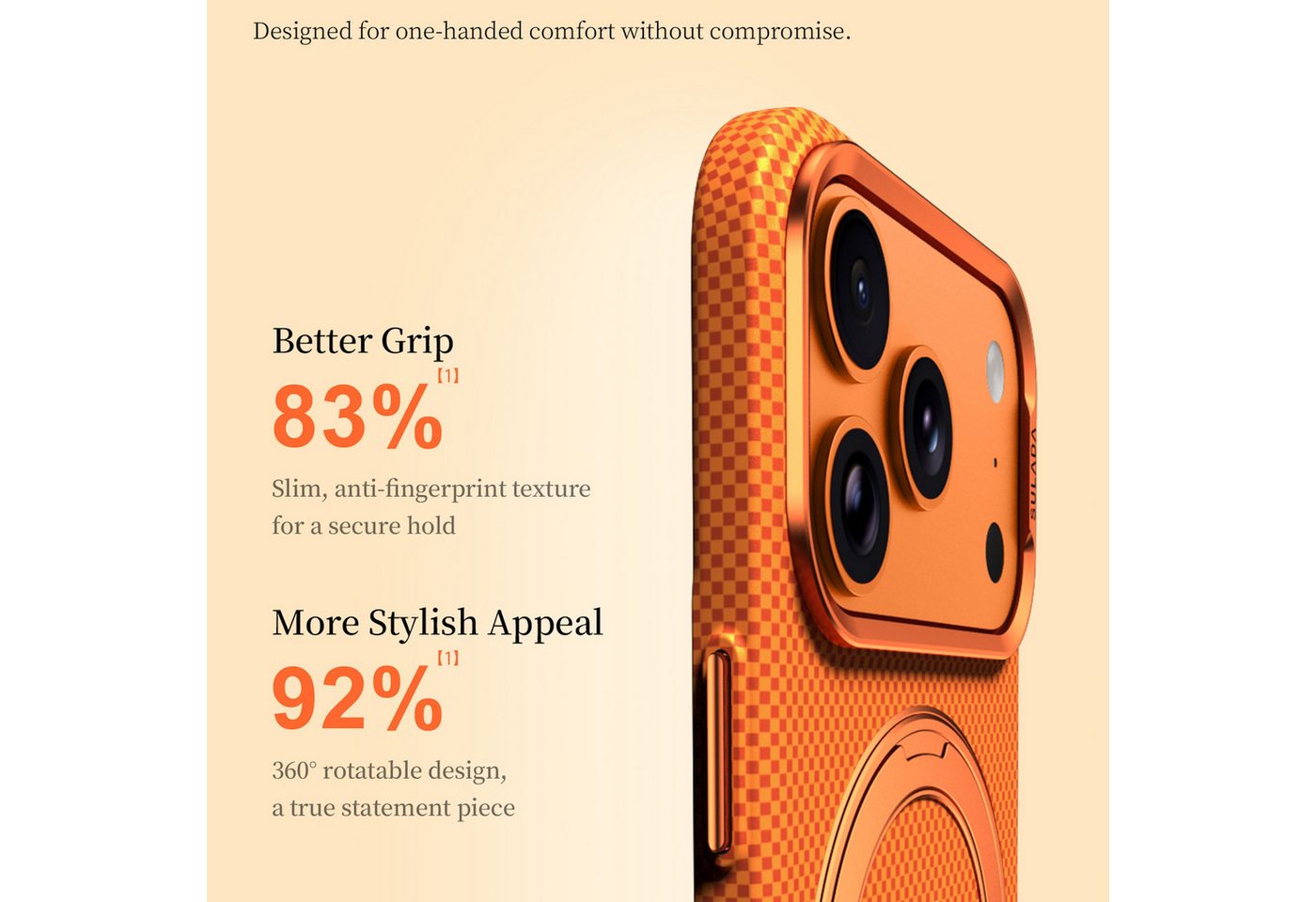 Wigento Handyhülle MagSafe Drehkippständer Muster Apple iPhone 17 Pro Max Orange 6,86 Zoll, Magnetisch, Durchsichtig, Stoßfest – Bild 4 von 5