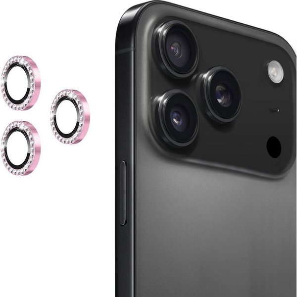 Wigento Kameraschutzglas Linsenglas für Apple iPhone 17 Pro / 17 Pro Max Glitzer Ring 9H Rosa für Apple iPhone 17 Pro / 17 Pro Max, Aluminiumlegierung, hohe Lic