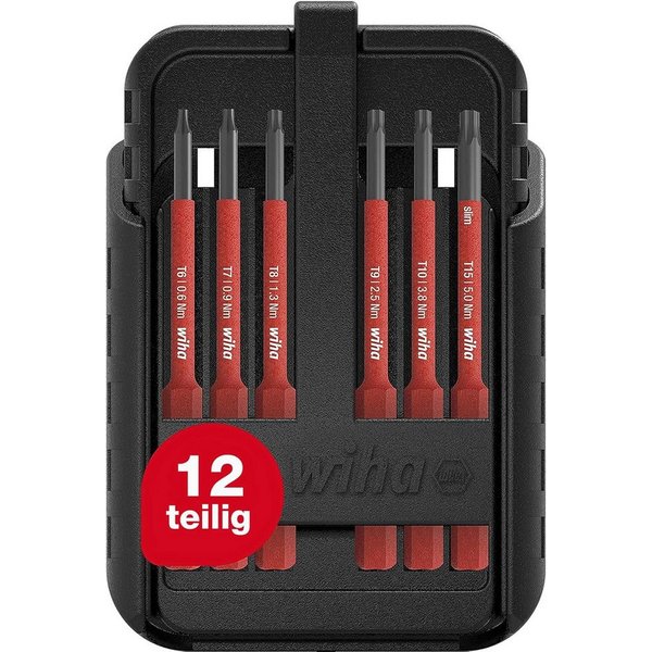 Wiha Bit-Set slimBit electric (43161) - 15 tlg., TORX, TORX PLUS, flexibel, kompakt, mobil, VDE