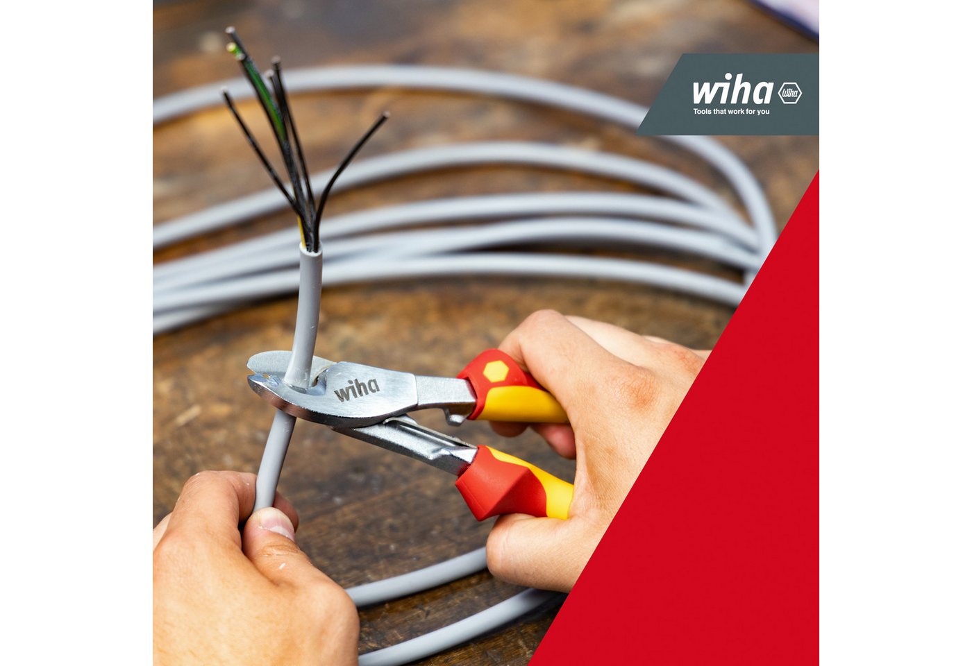 Wiha Seitenschneider (43662), Speziell für Elektroinstallation, ergonomischer Griff – Bild 4 von 5