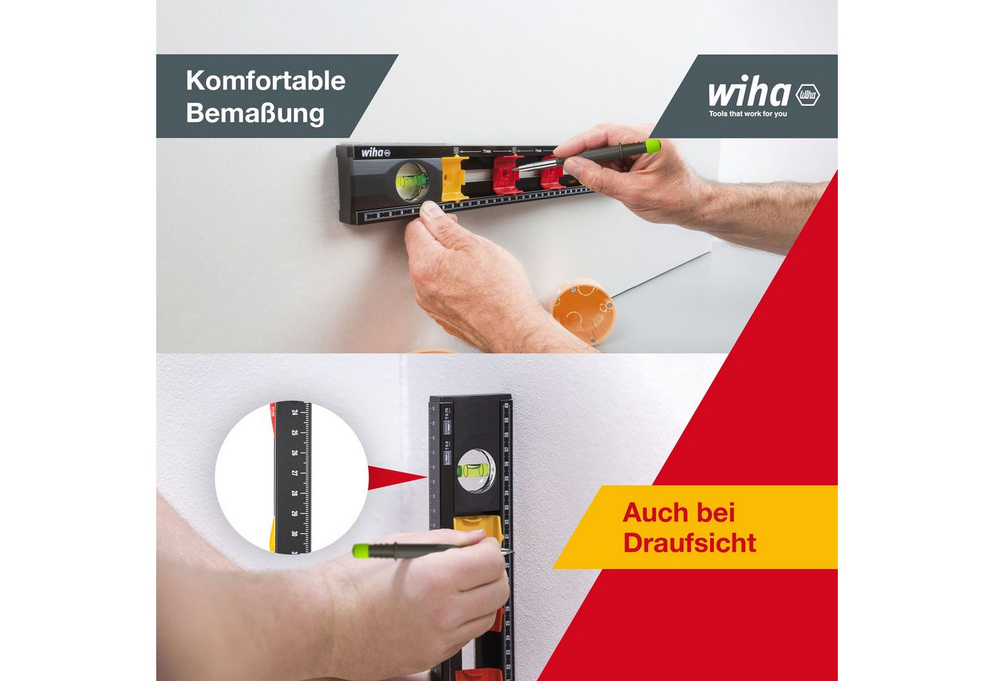 Wiha Wasserwaage (42074), (1 St), Profi, Markierungshilfe, für Elektroinstallation – Bild 3 von 5