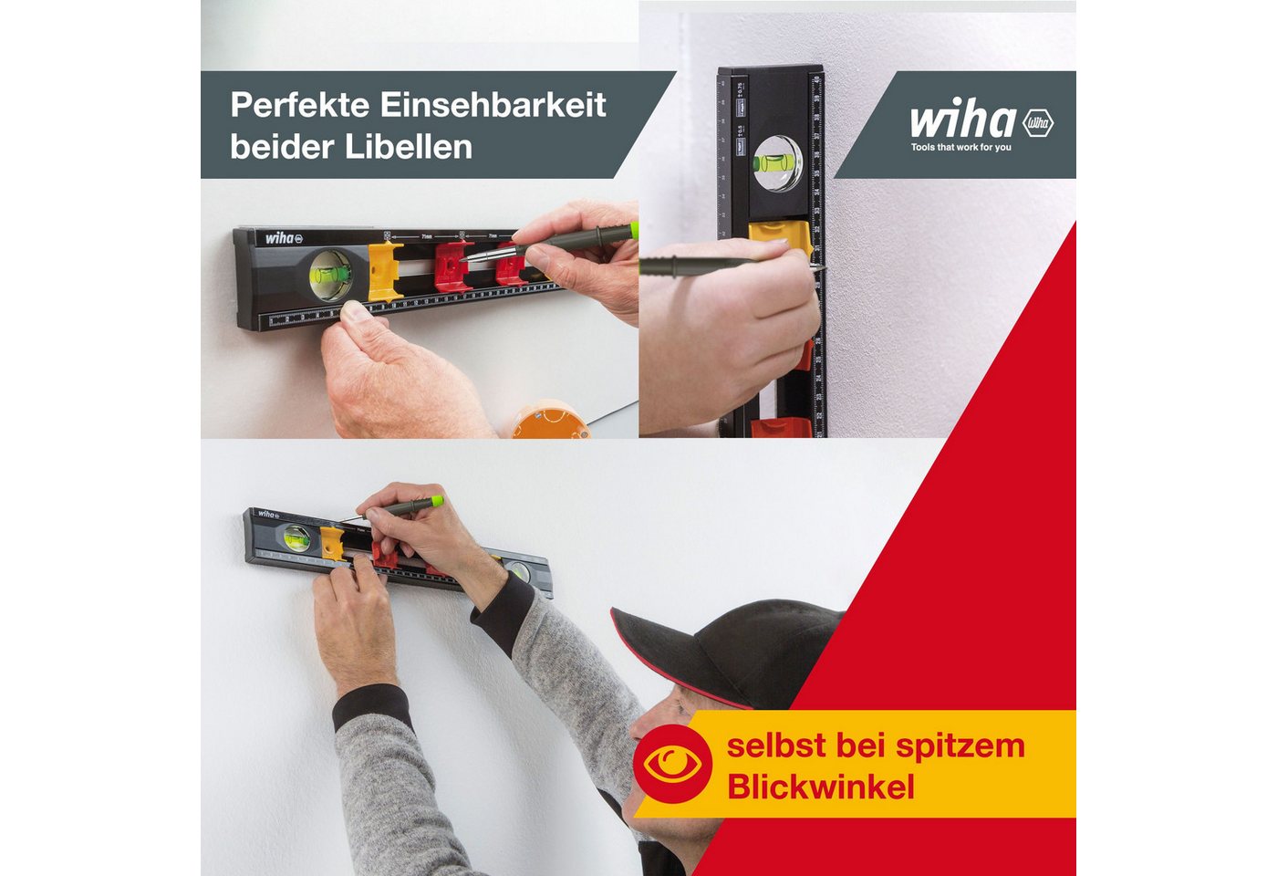 Wiha Wasserwaage (42074), (1 St), Profi, Markierungshilfe, für Elektroinstallation – Bild 5 von 5