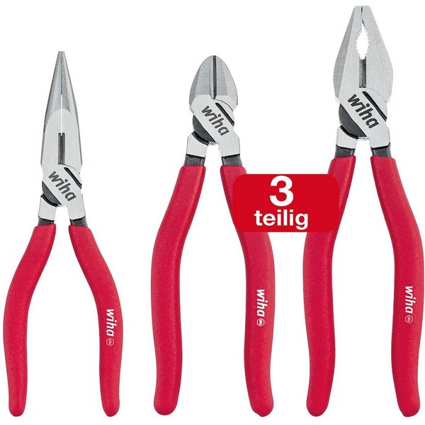 Wiha Zangenset Classic (26850) - 3 tlg., Kombizange, Flachrundzange, Seitenschneider