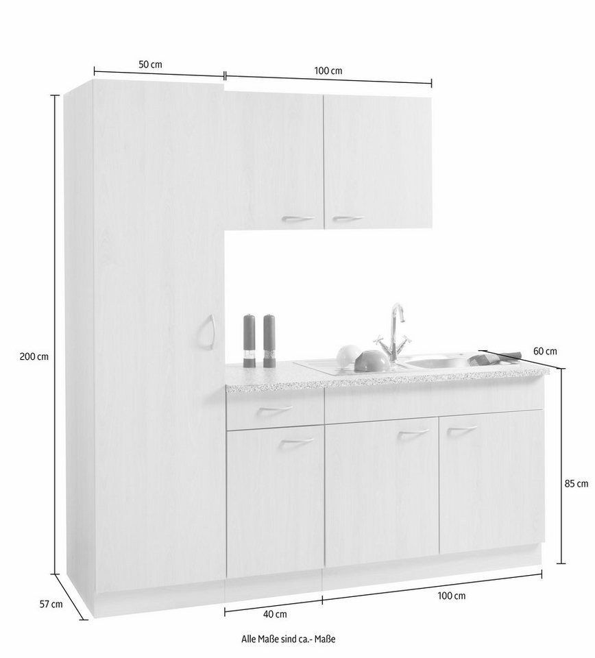 wiho Küchen Küche Kiel, ohne E-Geräte, Breite 190 cm, Tiefe 60 cm – Bild 3 von 4