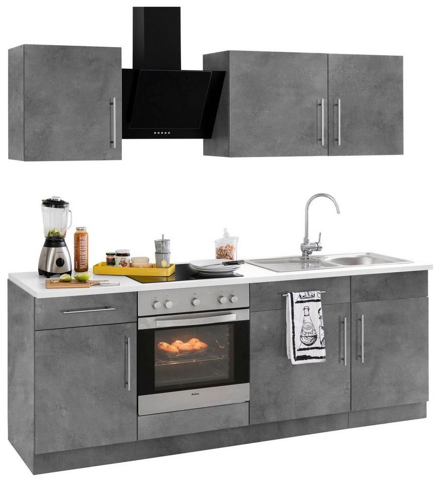 wiho Küchen Küchenzeile Cali, mit E-Geräten, Breite 220 cm mit Metallgriffen – Bild 2 von 5