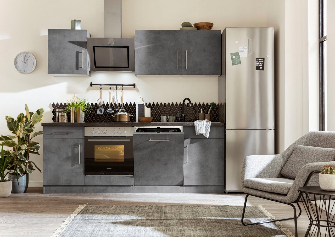 wiho Küchen Küchenzeile Cali - Küche mit E-Geräten - Komplett Set, Breite 220cm, Küche mit Hanseatic E-Geräten – Bild 2 von 5