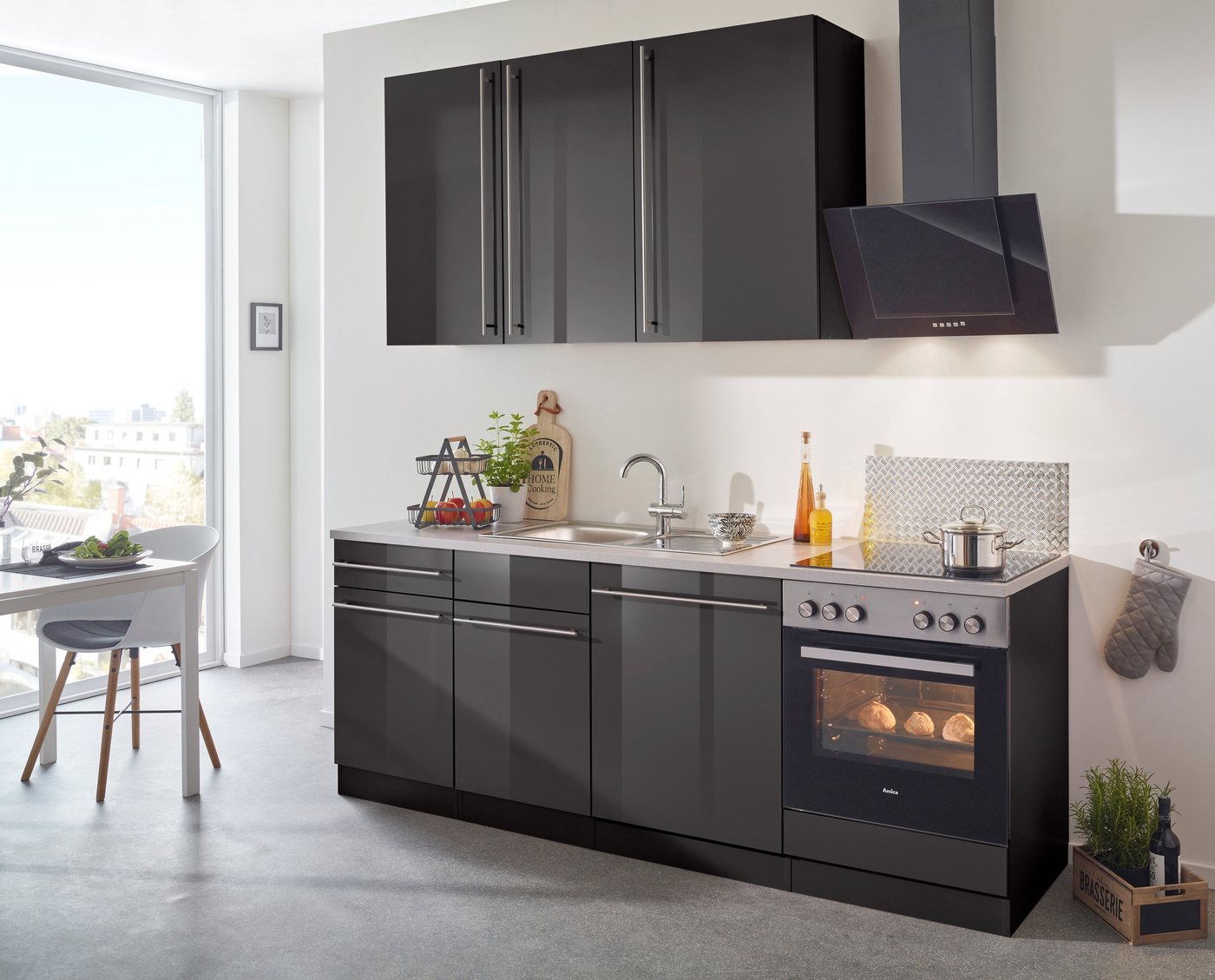 wiho Küchen Küchenzeile Chicago, mit E-Geräten, Breite 220 cm – Bild 2 von 5