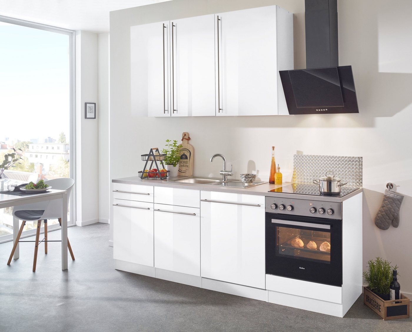 wiho Küchen Küchenzeile Chicago, mit E-Geräten, Breite 220 cm – Bild 2 von 5