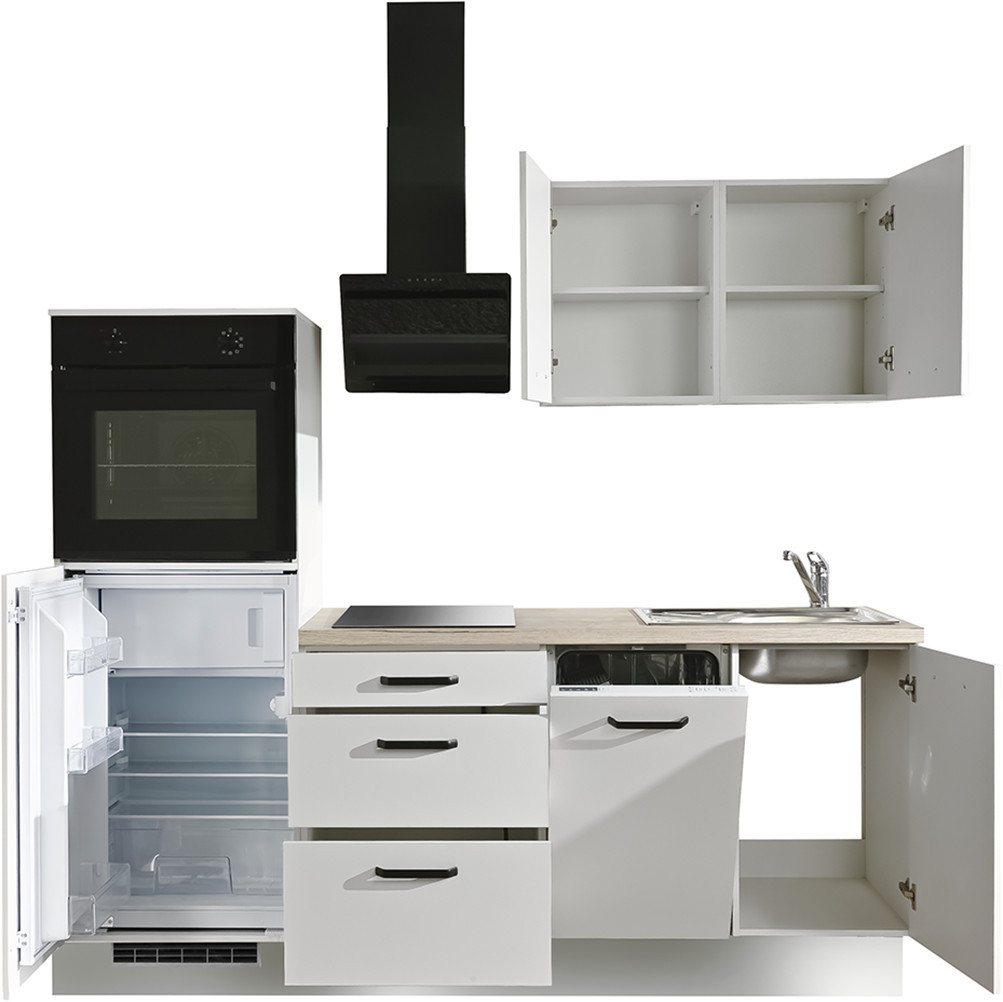wiho Küchen Küchenzeile Compact: Kleines Format, große Ausstattung, optional mit E-Geräten, Variante mit Kühlschrank, Breite 210 cm – Bild 5 von 5