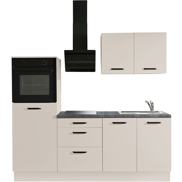 wiho Küchen Küchenzeile Compact: Kleines Format, große Ausstattung, optional mit E-Geräten, Variante ohne Kühlschrank, Breite 210 cm