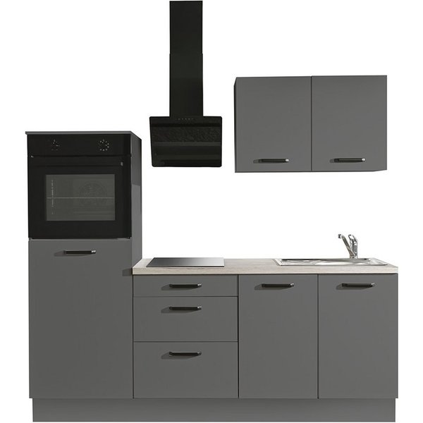 wiho Küchen Küchenzeile Compact: Kleines Format, große Ausstattung, optional mit E-Geräten, Variante ohne Kühlschrank, Breite 210 cm