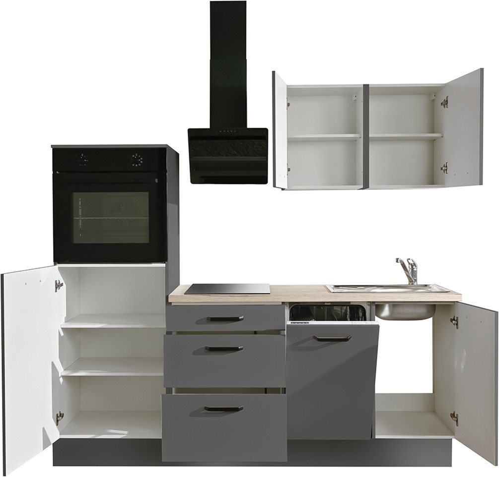 wiho Küchen Küchenzeile Compact: Kleines Format, große Ausstattung, optional mit E-Geräten, Variante ohne Kühlschrank, Breite 210 cm – Bild 5 von 5