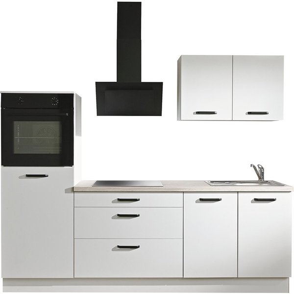 wiho Küchen Küchenzeile Compact: Kleines Format, große Ausstattung, optional mit E-Geräten, Variante ohne Kühlschrank, Breite 240 cm