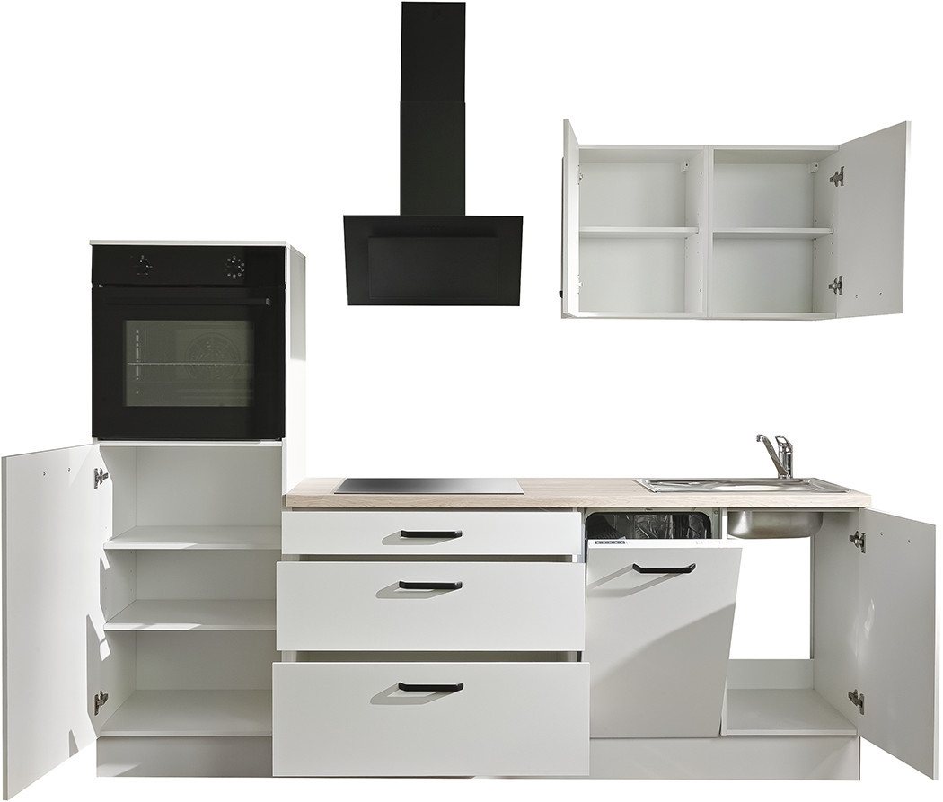 wiho Küchen Küchenzeile Compact: Kleines Format, große Ausstattung, optional mit E-Geräten, Variante ohne Kühlschrank, Breite 240 cm – Bild 5 von 5