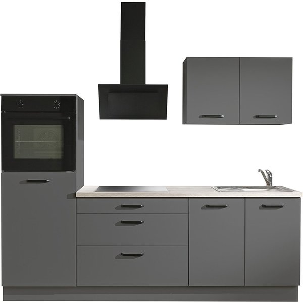 wiho Küchen Küchenzeile Compact: Kleines Format, große Ausstattung, optional mit E-Geräten, Variante ohne Kühlschrank, Breite 240 cm