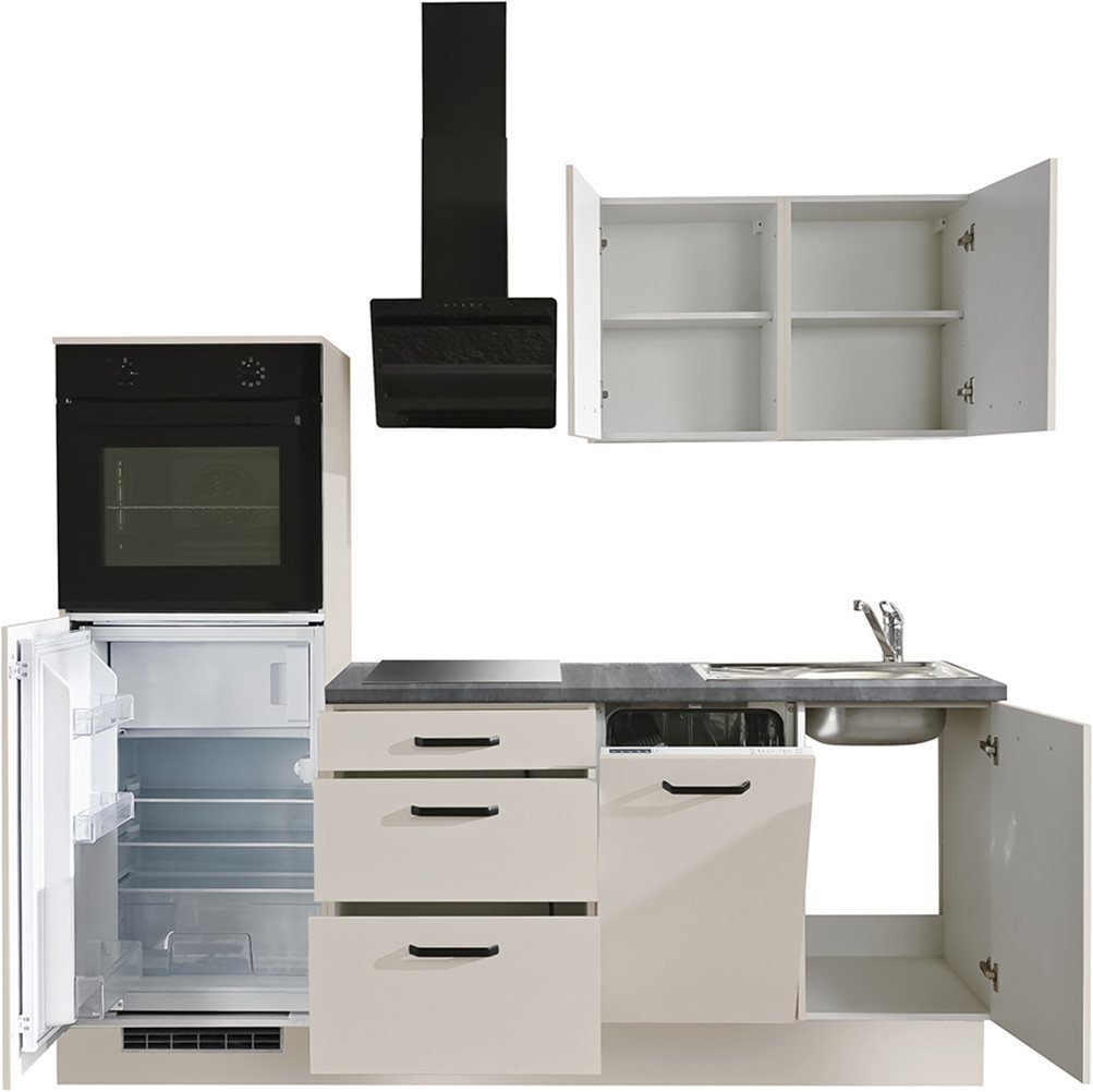 wiho Küchen Küchenzeile Compact: Kleines Format, große Ausstattung, optional mit E-Geräten, Variante mit Kühlschrank, Breite 210 cm – Bild 5 von 5
