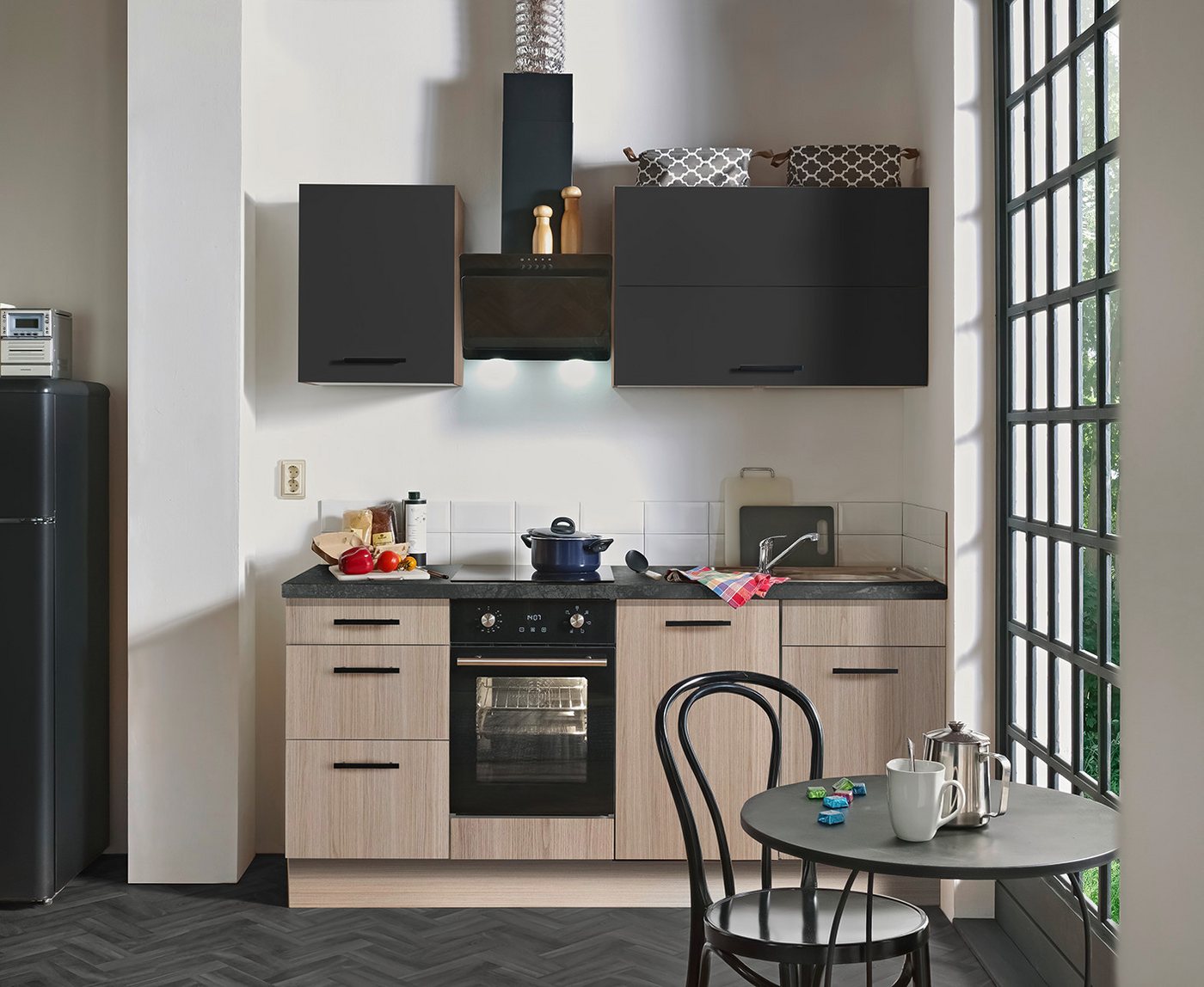 wiho Küchen Küchenzeile Fortyfive, Breite 180 cm, Soft-Close-Funktion in Schubkästen & Auszügen, höhenverstellbare Füße – Bild 2 von 5