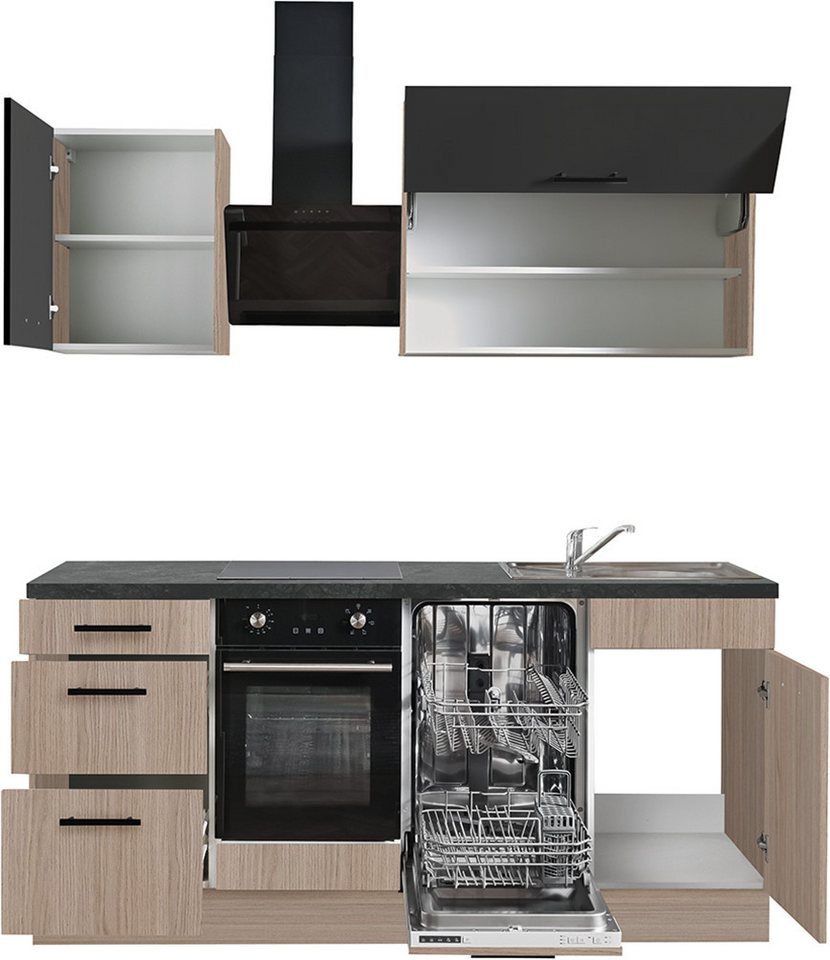 wiho Küchen Küchenzeile Fortyfive, Breite 180 cm, Soft-Close-Funktion in Schubkästen & Auszügen, höhenverstellbare Füße – Bild 3 von 5