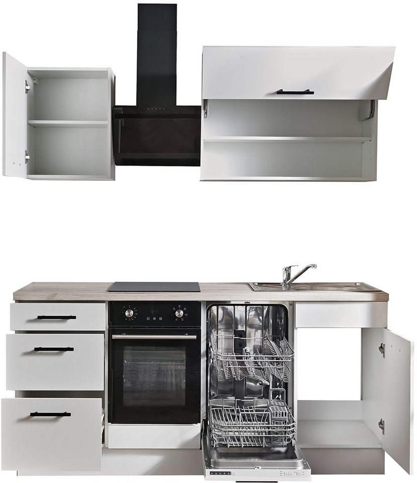 wiho Küchen Küchenzeile Fortyfive, Breite 180 cm, Soft-Close-Funktion in Schubkästen & Auszügen, höhenverstellbare Füße – Bild 3 von 5