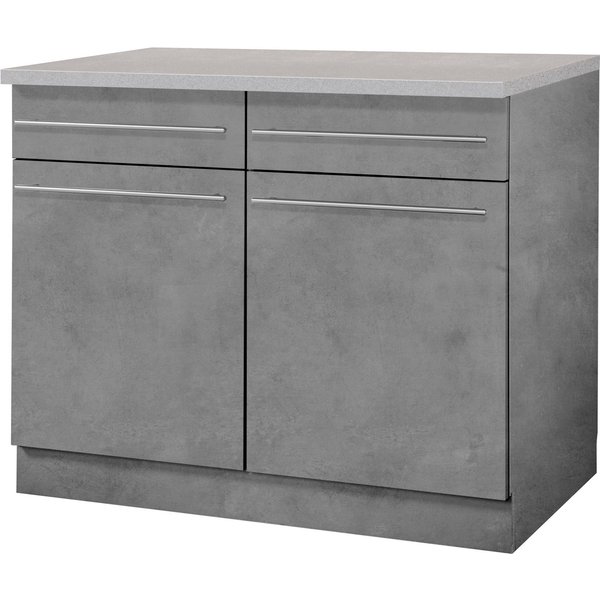 wiho Küchen Unterschrank Chicago 100 cm breit, 2 Schubkästen und 2 Türen, für viel Stauraum