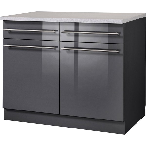 wiho Küchen Unterschrank Chicago 100 cm breit, 2 Schubkästen und 2 Türen, für viel Stauraum