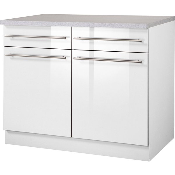 wiho Küchen Unterschrank Chicago 100 cm breit, 2 Schubkästen und 2 Türen, für viel Stauraum