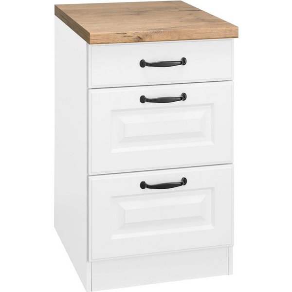 wiho Küchen Unterschrank Erla 50 cm breit, mit 2 großen Auszügen, inkl. Arbeitsplatte