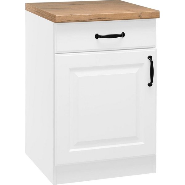 wiho Küchen Unterschrank Erla 60 cm breit mit Kassettenfront, mit Arbeitsplatte
