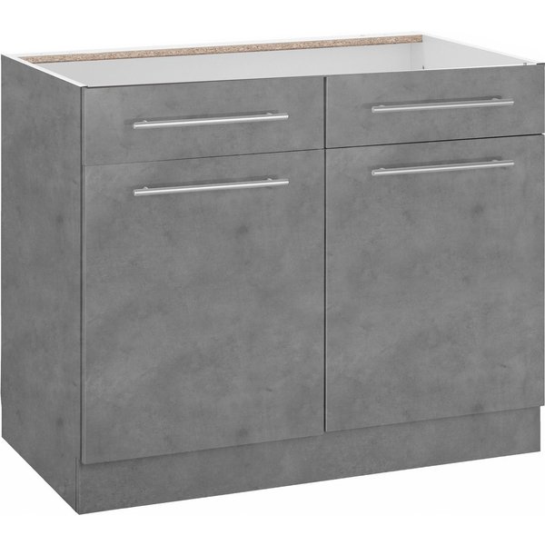 wiho Küchen Unterschrank Flexi2, Breite 100 cm, Soft-Close bei der Tür mit Schubkästen, inkl. verstellbaren Einlegeböden