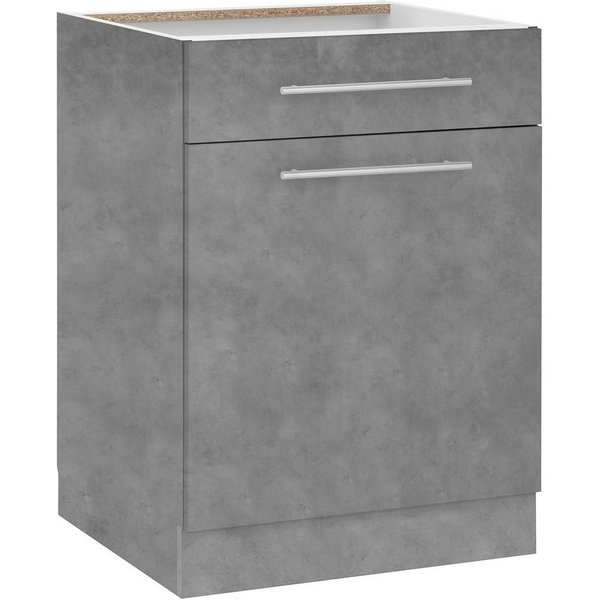 wiho Küchen Unterschrank Flexi2, Breite 60 cm, Soft-Close bei der Tür mit Schubkasten, inkl. verstellbaren Einlegeboden